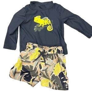 Kids Swim Set with Chameleon Design -  Blue and Yellow